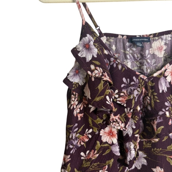 American Eagle Floral Print Ruffled Tank Top Flowy Feminine Size Small Summer - Picture 6 of 8